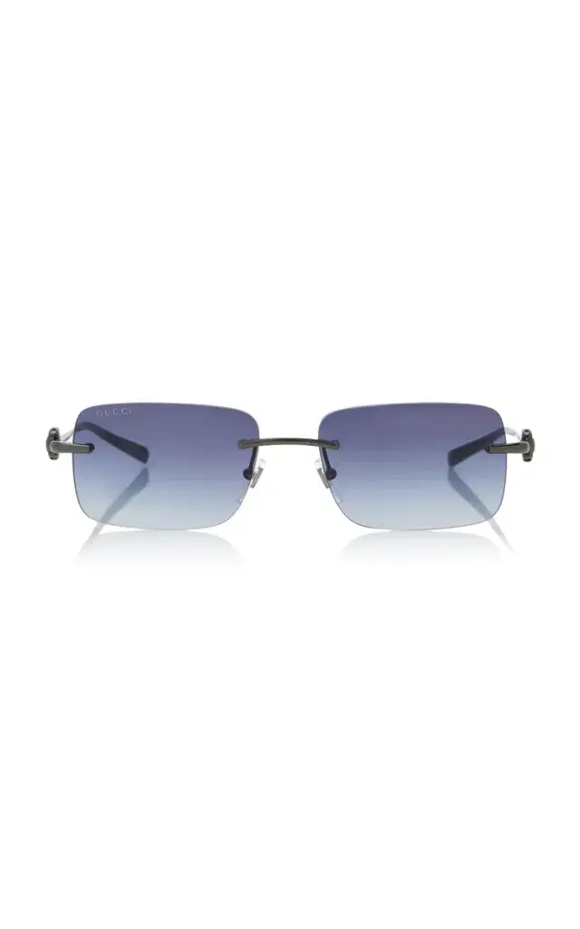 Gucci Horsebit Square-Frame Metal Sunglasses