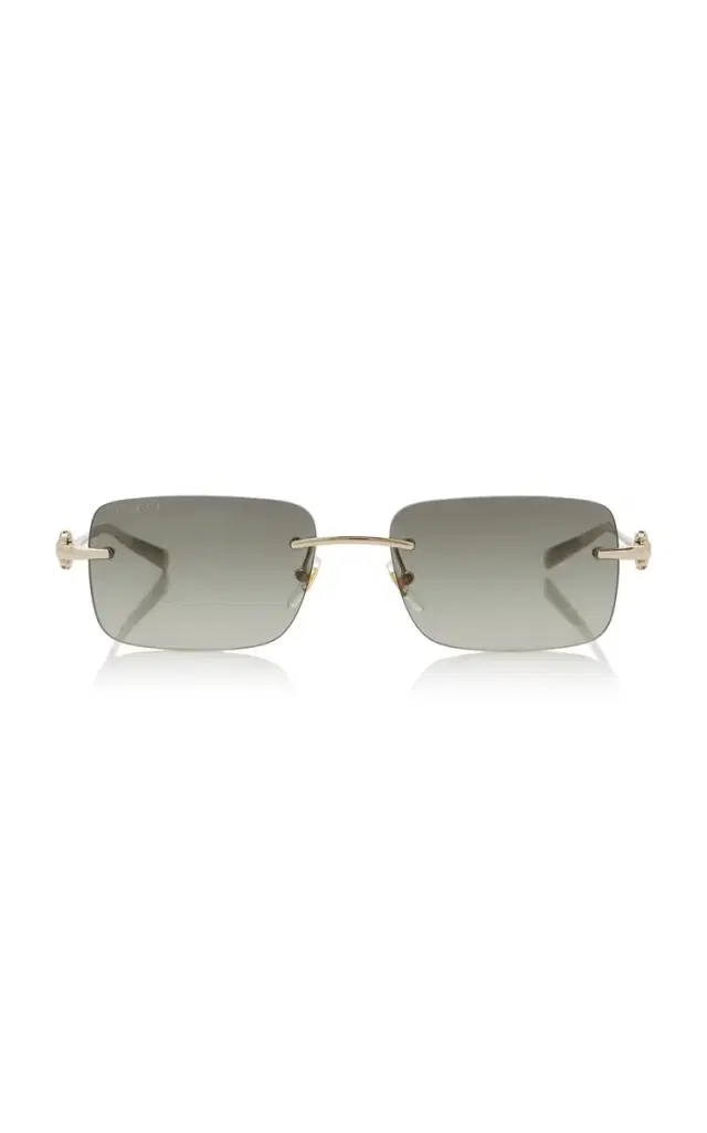 Gucci Horsebit Square-Frame Metal Sunglasses