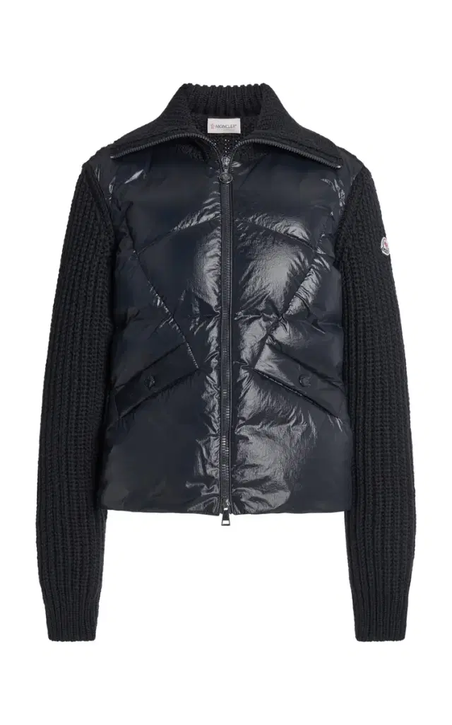 Nylon-Trimmed Wool Cardigan