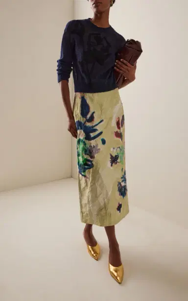 Erdem Printed Satin Midi Skirt | Thumbnail 3