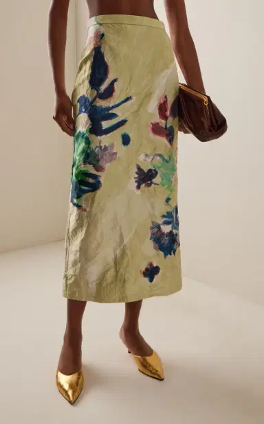 Erdem Printed Satin Midi Skirt | Thumbnail 4