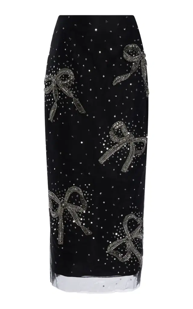 Carolina Herrera Embellished Tulle Midi Skirt