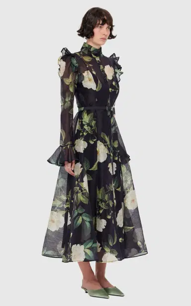 Leo Lin Katrina Floral-Appliquéd Chiffon Midi Dress | Thumbnail 3