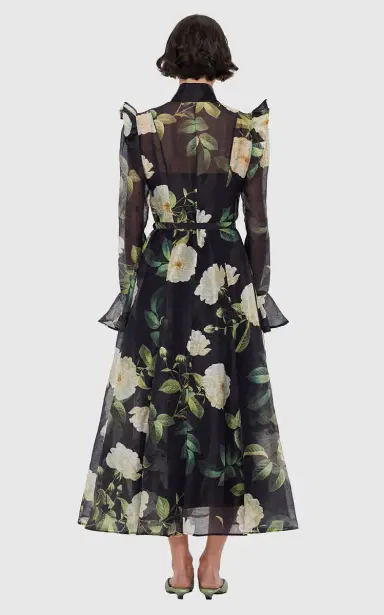 Leo Lin Katrina Floral-Appliquéd Chiffon Midi Dress | Thumbnail 4