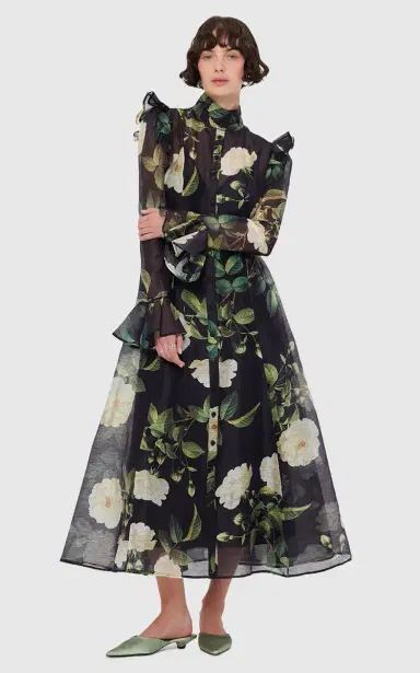 Leo Lin Katrina Floral-Appliquéd Chiffon Midi Dress | Thumbnail 5