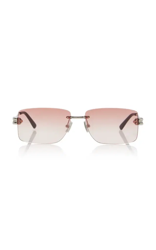 Rimless Square-Frame Metal Sunglasses