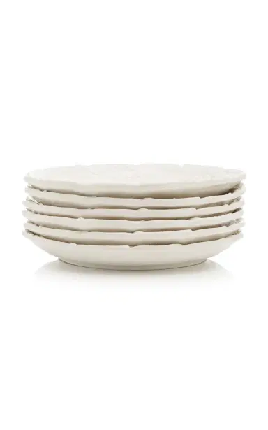 Moda Domus Set of 6 Lily of the Valley Ceramic Dinner Plates - White | Thumbnail 3