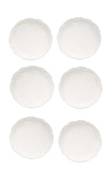 Moda Domus Set of 6 Lily of the Valley Ceramic Dinner Plates - White | Thumbnail 6