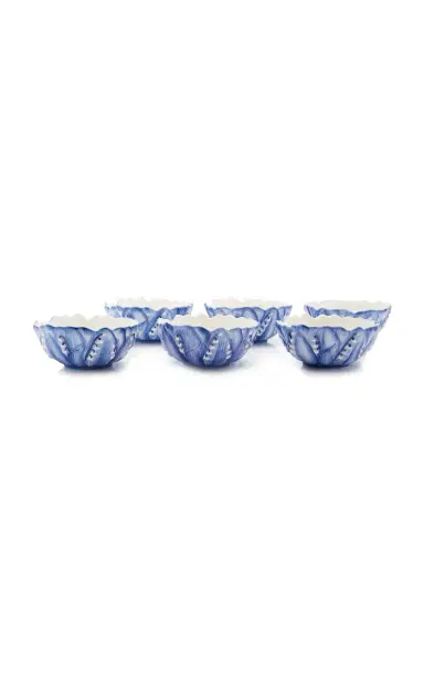 Moda Domus Set-of-Six Lily Of The Valley Ceramic Cereal Bowls - Green | Thumbnail 24
