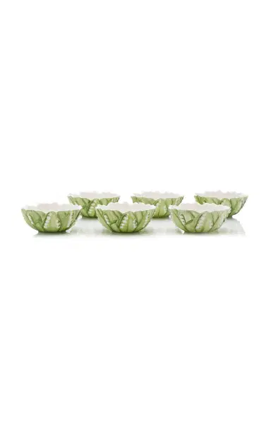 Moda Domus Set-of-Six Lily Of The Valley Ceramic Cereal Bowls - Green | Thumbnail 25