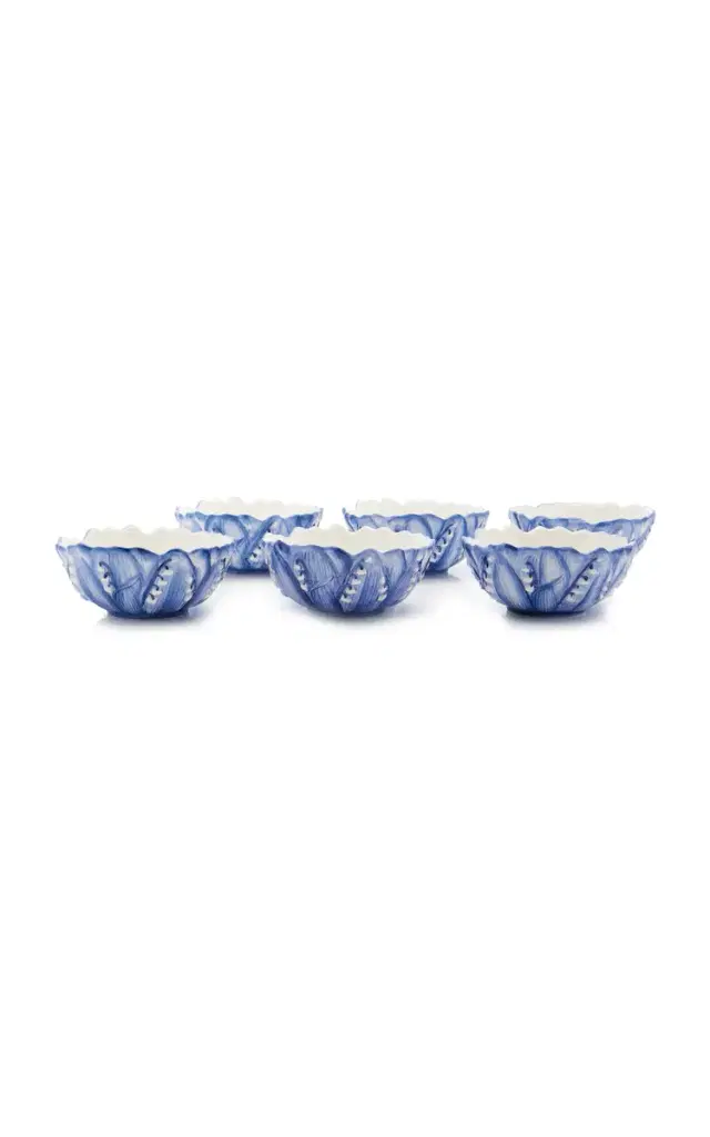 Moda Domus Set-of-Six Lily Of The Valley Ceramic Cereal Bowls - Green
