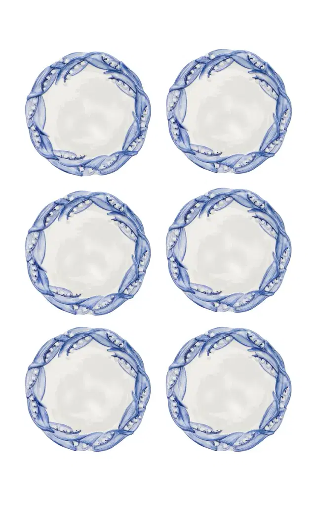 Moda Domus Set-of-Six Lily Of The Valley Ceramic Salad Plates - Green