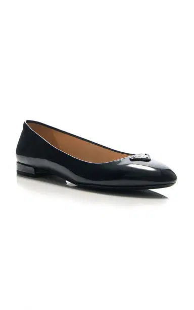 Prada Logo-Detailed Leather Ballet Flats | Thumbnail 4 Prada Logo-Detailed Leather Ballet Flats | Thumbnail 4
