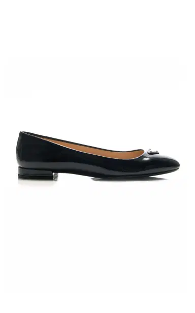 Prada Logo-Detailed Leather Ballet Flats | Thumbnail 1 Prada Logo-Detailed Leather Ballet Flats | Thumbnail 1