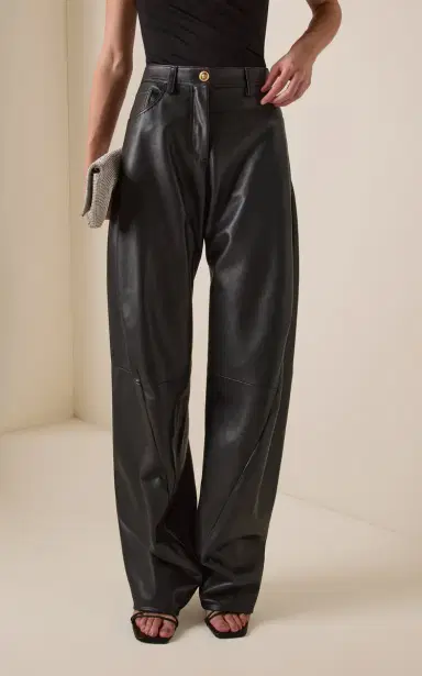 Versace La Vacanza Leather Straight-Leg Pants | Thumbnail 3