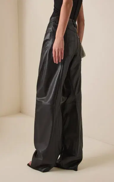 Versace La Vacanza Leather Straight-Leg Pants | Thumbnail 4