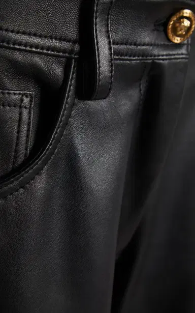 Versace La Vacanza Leather Straight-Leg Pants | Thumbnail 5