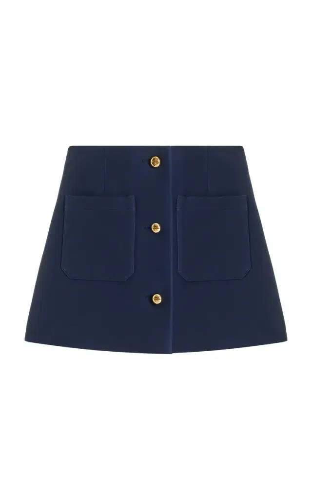 Prada Buttoned Wool-Silk Twill Mini Skirt