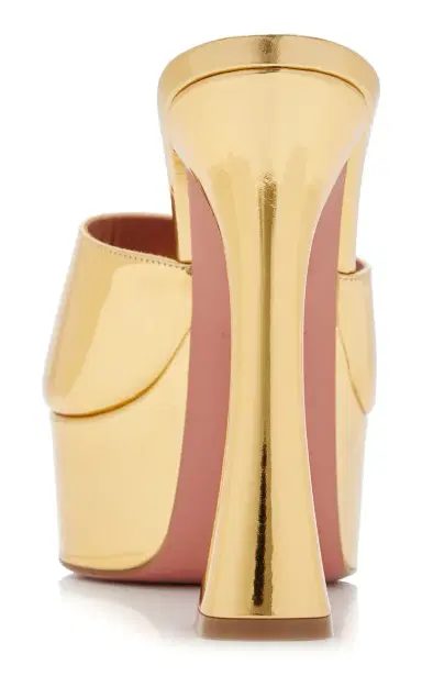 Amina Muaddi Dalida Metallic Leather Platform Mules | Thumbnail 4