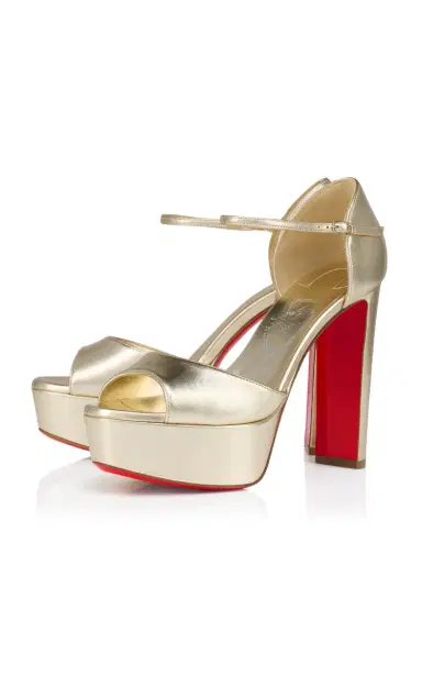 Christian Louboutin Sandaloo 130mm Metallic-Leather Platform Sandals | Thumbnail 3