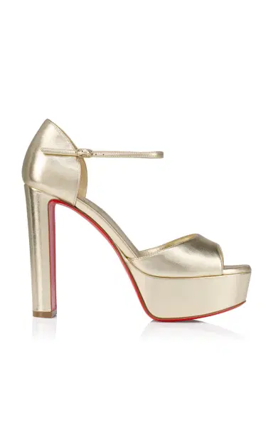 Christian Louboutin Sandaloo 130mm Metallic-Leather Platform Sandals | Thumbnail 1