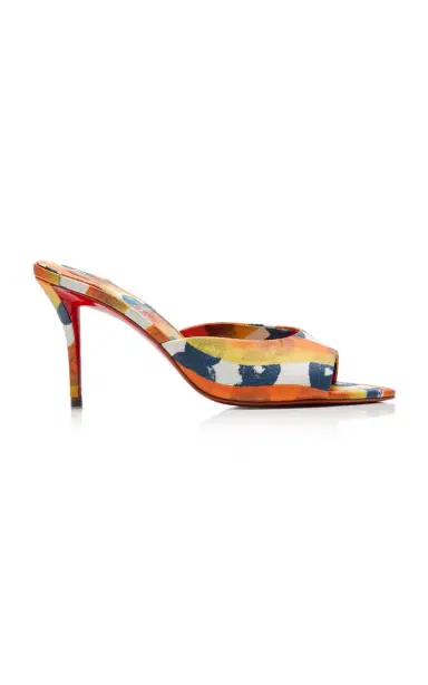 Christian Louboutin Miss Z 80mm Printed Toile Mules | Thumbnail 1 Christian Louboutin Miss Z 80mm Printed Toile Mules | Thumbnail 1