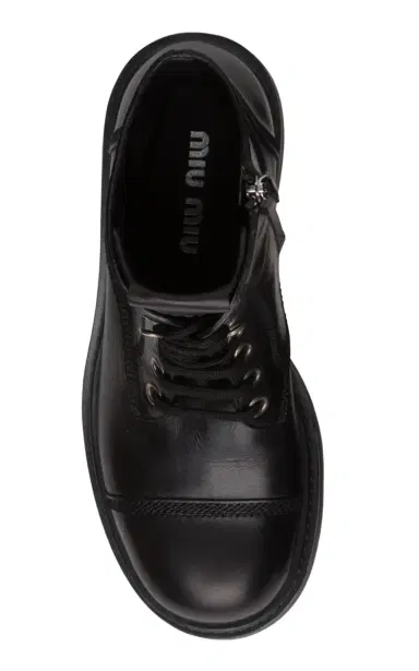 Miu Miu Leather Combat Boots | Thumbnail 3 Miu Miu Leather Combat Boots | Thumbnail 3