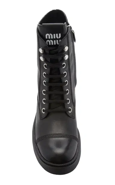 Miu Miu Leather Combat Boots | Thumbnail 5 Miu Miu Leather Combat Boots | Thumbnail 5