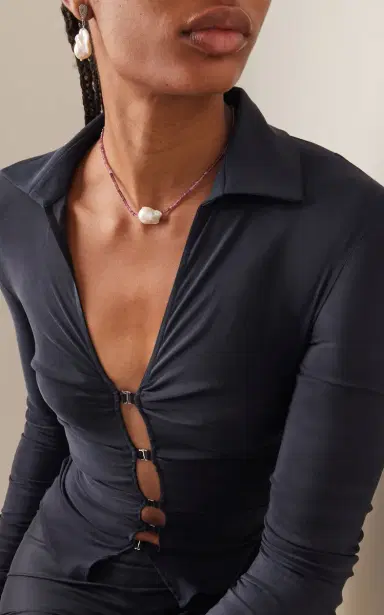 Joie DiGiovanni Pink Tourmaline Single Baroque Pearl Gemstone Necklace | Thumbnail 2