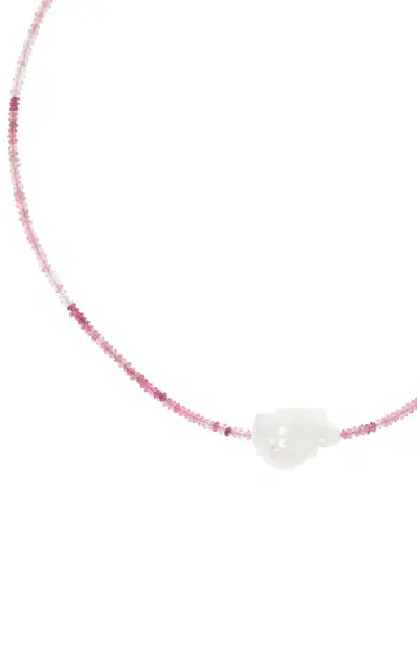 Joie DiGiovanni Pink Tourmaline Single Baroque Pearl Gemstone Necklace | Thumbnail 3