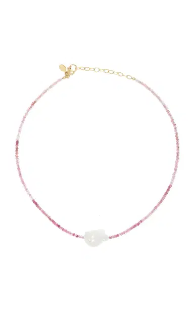 Joie DiGiovanni Pink Tourmaline Single Baroque Pearl Gemstone Necklace | Thumbnail 1