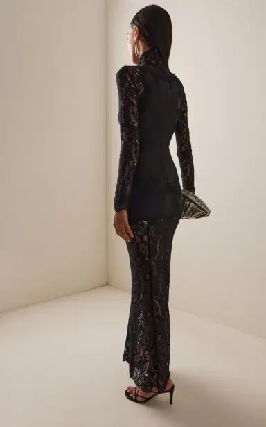 Rabanne Lace Jersey Maxi Dress | Thumbnail 4