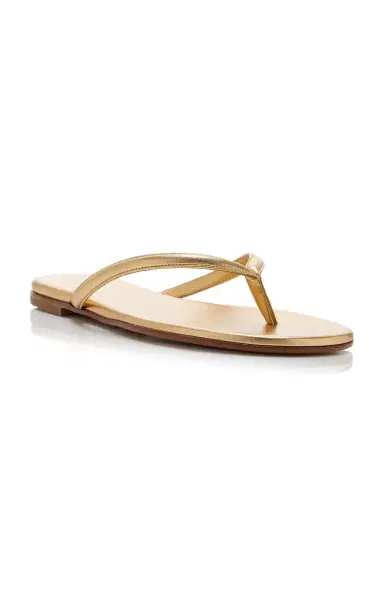 Gianvito Rossi Calypso Metallic Leather Thong Sandals | Thumbnail 4