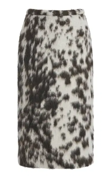 Dries Van Noten Sokna Cow-Motif Jacquard Midi Skirt - Brown | Thumbnail 1