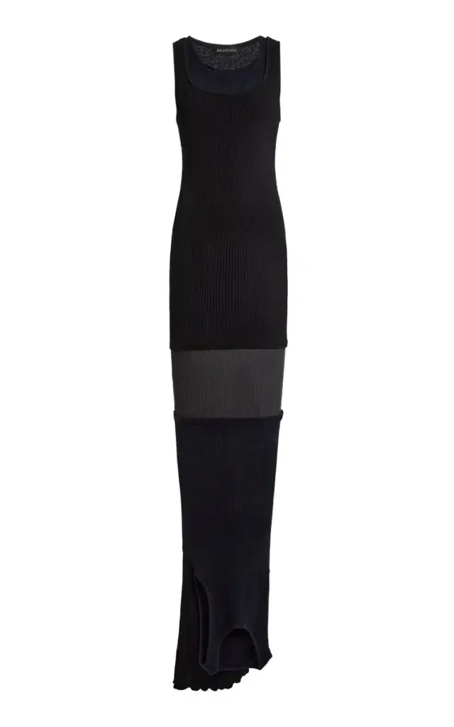 Upside Down Ribbed Cotton Maxi Dress