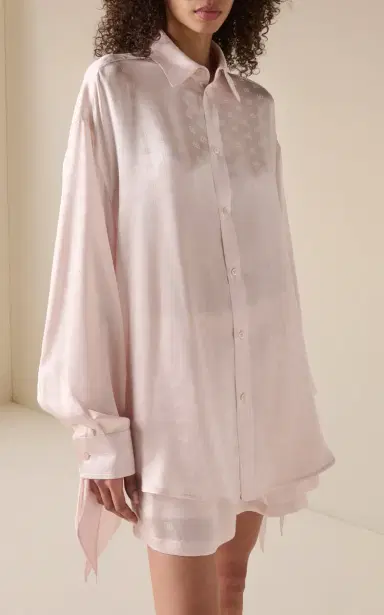 Balenciaga Knotted-Cuff Logo-Jacquard Silk Shirt | Thumbnail 2 Balenciaga Knotted-Cuff Logo-Jacquard Silk Shirt | Thumbnail 2
