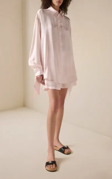 Balenciaga Knotted-Cuff Logo-Jacquard Silk Shirt | Thumbnail 3 Balenciaga Knotted-Cuff Logo-Jacquard Silk Shirt | Thumbnail 3