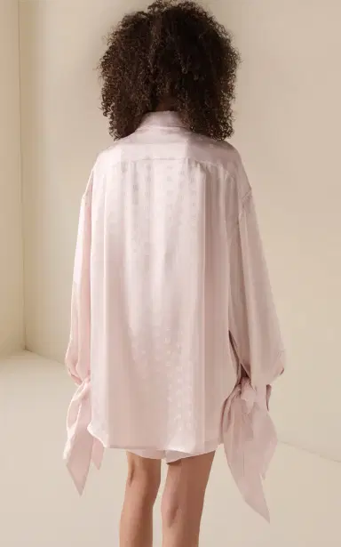 Balenciaga Knotted-Cuff Logo-Jacquard Silk Shirt | Thumbnail 4 Balenciaga Knotted-Cuff Logo-Jacquard Silk Shirt | Thumbnail 4