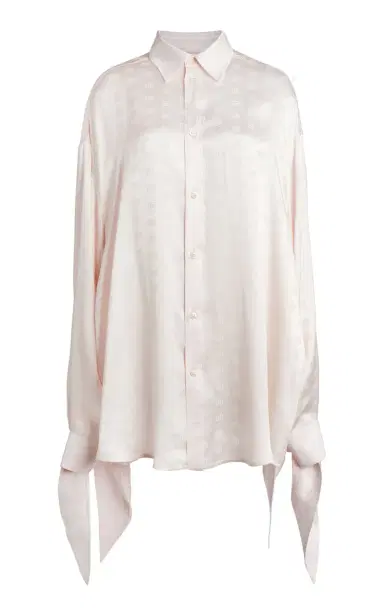 Balenciaga Knotted-Cuff Logo-Jacquard Silk Shirt | Thumbnail 1 Balenciaga Knotted-Cuff Logo-Jacquard Silk Shirt | Thumbnail 1
