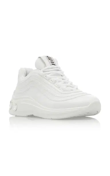 Miu Miu Crystal-Embellished Leather Sneakers | Thumbnail 5 Miu Miu Crystal-Embellished Leather Sneakers | Thumbnail 5