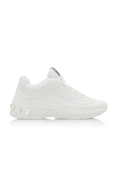 Miu Miu Crystal-Embellished Leather Sneakers | Thumbnail 1 Miu Miu Crystal-Embellished Leather Sneakers | Thumbnail 1