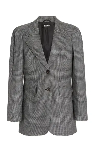 Miu Miu Puff-Sleeve Checked Wool Blazer | Thumbnail 8 Miu Miu Puff-Sleeve Checked Wool Blazer | Thumbnail 8
