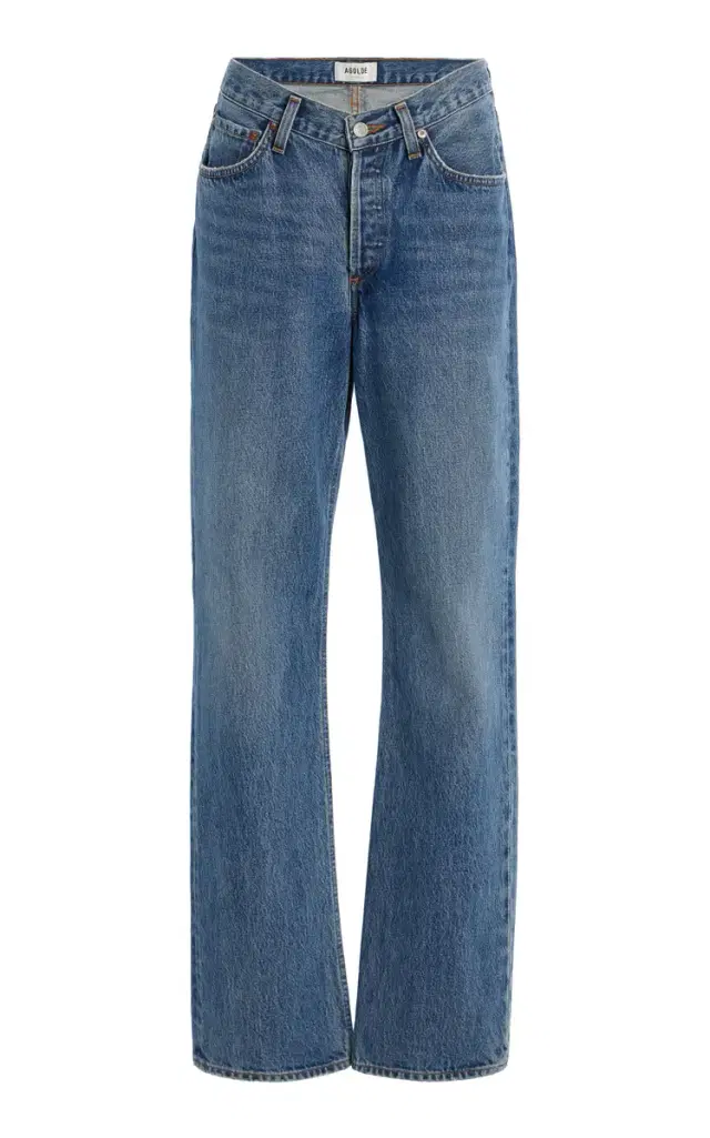 Kelly V-Waist Stretch High-Rise Straight-Leg Jeans - Medium Wash