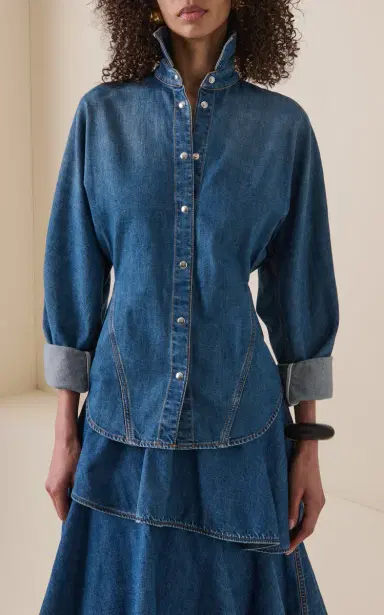 ALAÏA Curved Denim Shirt | Thumbnail 2