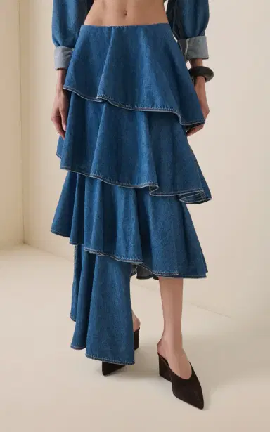 ALAÏA Spiral Denim Skirt | Thumbnail 3
