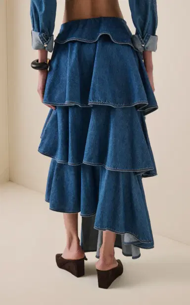 ALAÏA Spiral Denim Skirt | Thumbnail 4