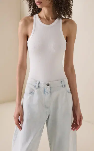 Alaïa Ribbed Cotton-Blend Bodysuit | Thumbnail 3