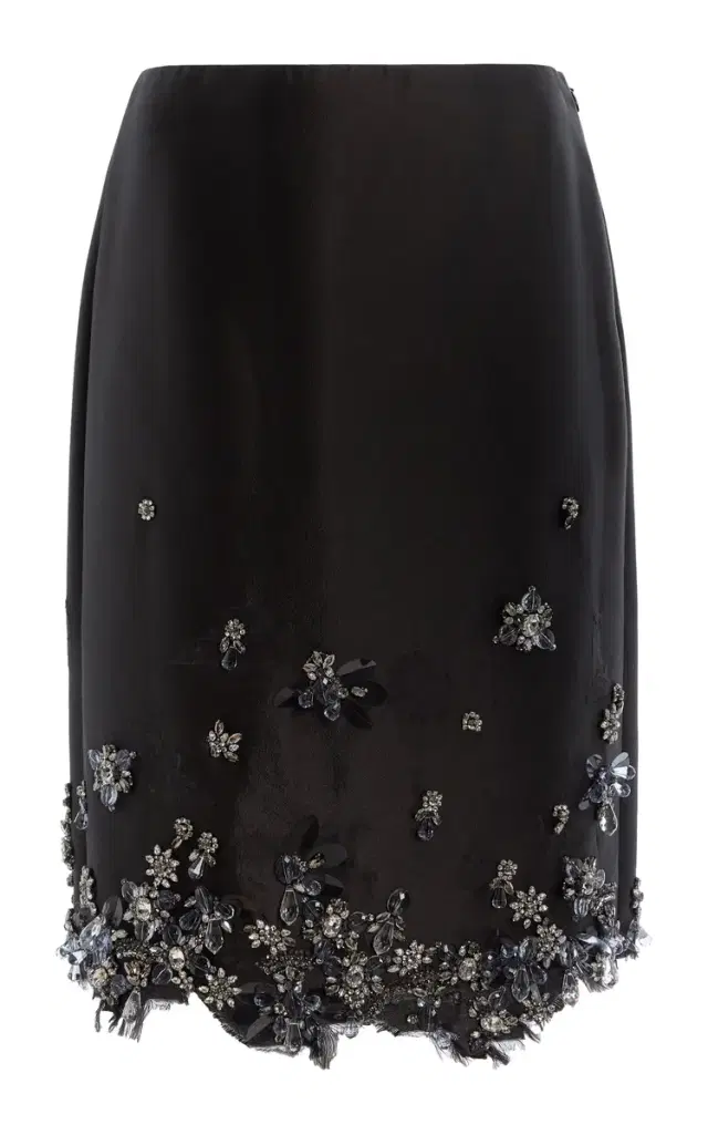 Embellished Wool-Blend Midi Skirt