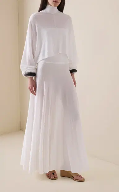 ALAÏA Strapless Linen Maxi Dress | Thumbnail 2