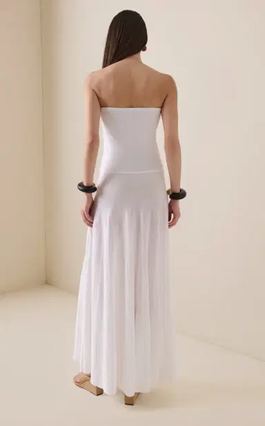 ALAÏA Strapless Linen Maxi Dress | Thumbnail 4